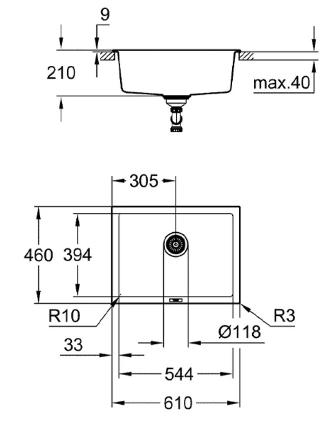 Chậu Rửa Bát 1 Hố Nhập Khẩu Đức Grohe 31655AP0