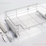 Giá xoong nồi inox nan âm tủ gắn cánh ray giảm chấn EUROGOLD EG6160