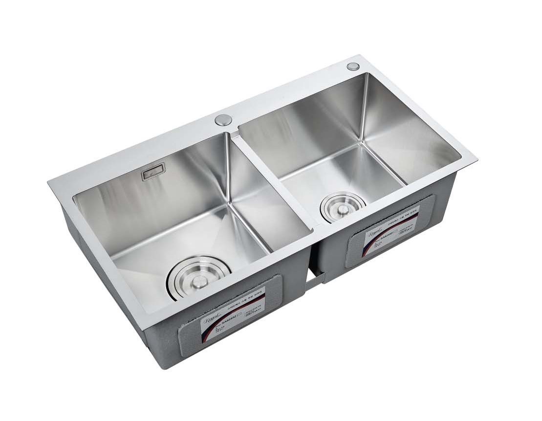Chậu 2 hố lệch inox 201 SA8245