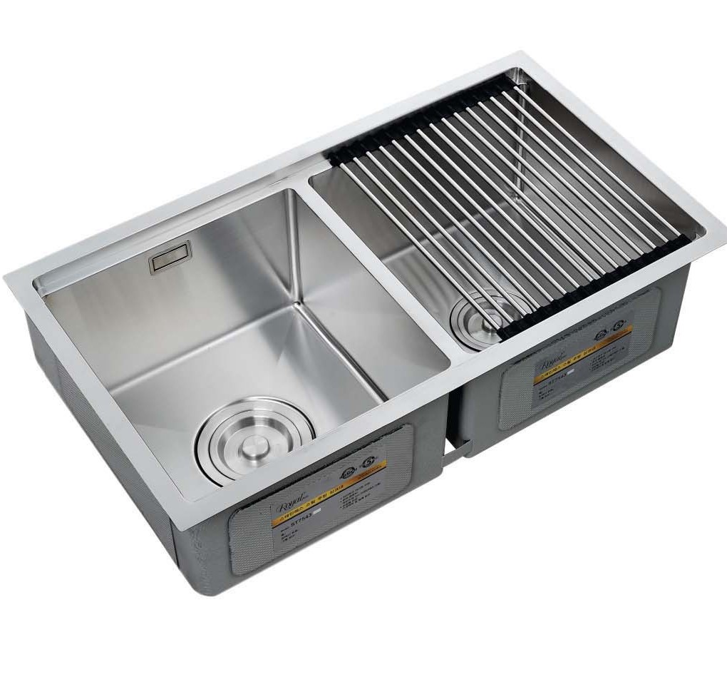 Chậu 2 hố cân âm inox 304 ST7543