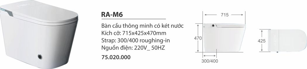Bàn cầu thông minh có két nước RA-M6