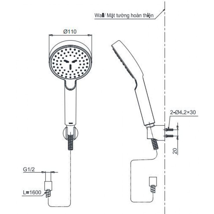 Tay Sen TOTO TBW07008A 1 Chế Độ 110mm