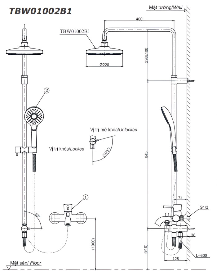 Sen Cây Nóng Lạnh TOTO TBG01302VA/TBW01010A/TBW01002BA