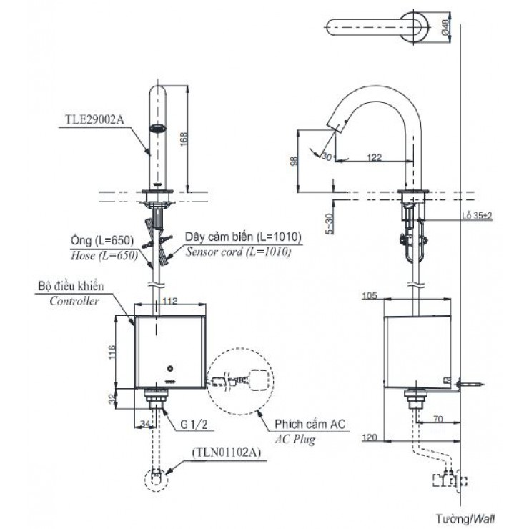 Vòi Lavabo Cảm Ứng TOTO TLE29002A Tự Động