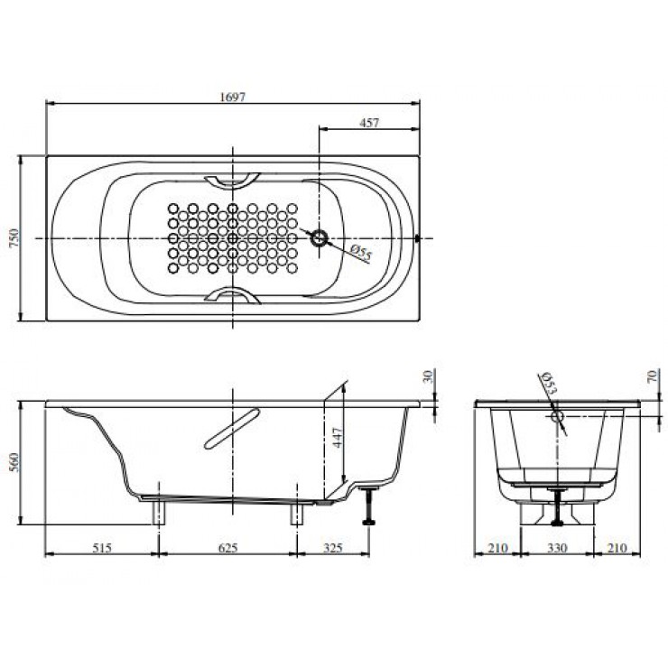 Bồn Tắm TOTO PPY1750PE#P/DB505R-3B/TVBF412 Ngọc Trai 1.7M