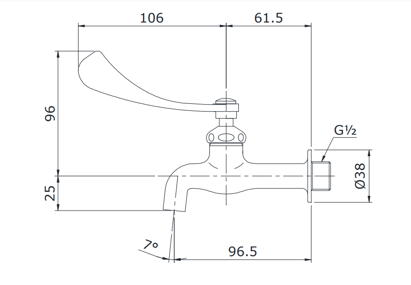 Vòi Lạnh TOTO T23BQ13N Gắn Tường