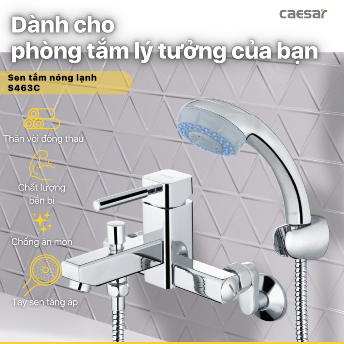 Vòi sen nóng lạnh Caesar S463C