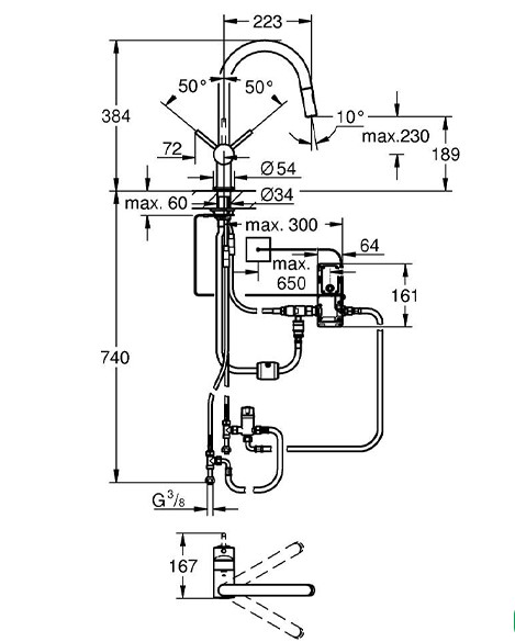 VÒI CHẬU RỬA BÁT CẢM ỨNG GROHE MINTA 31360001