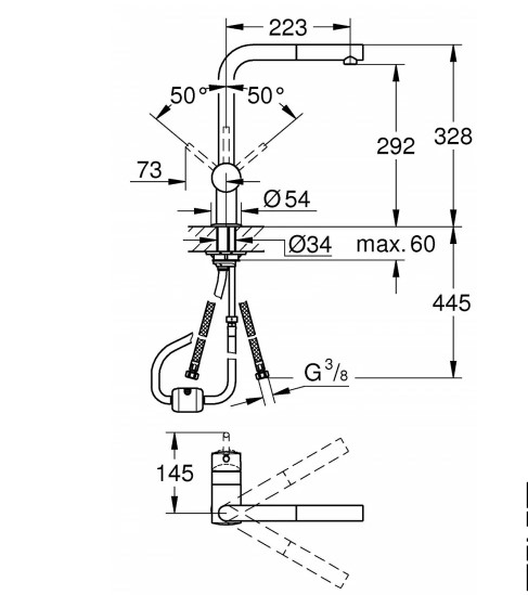 Vòi Bếp Grohe Minta 32168000 Dây Rút