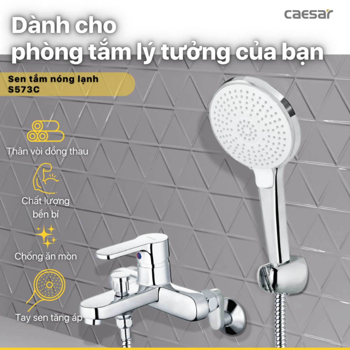 Vòi sen nóng lạnh Caesar S573C