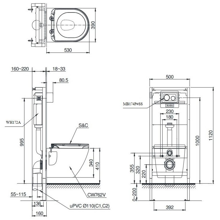 Bồn Cầu Treo Tường TOTO CW762_TC384CVK