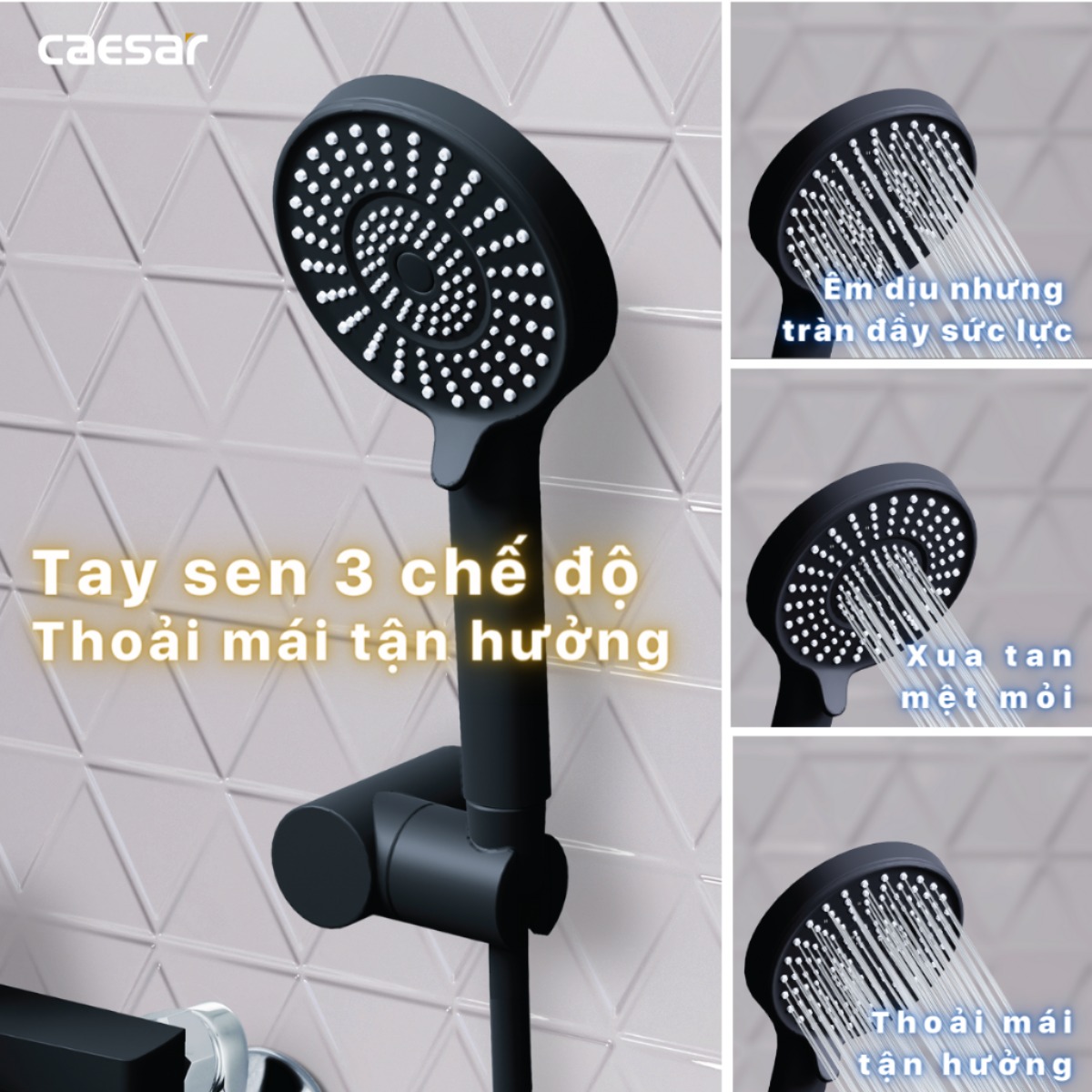 Sen Nóng Lạnh CAESAR S393CB Màu Đen Tay Sen Massage