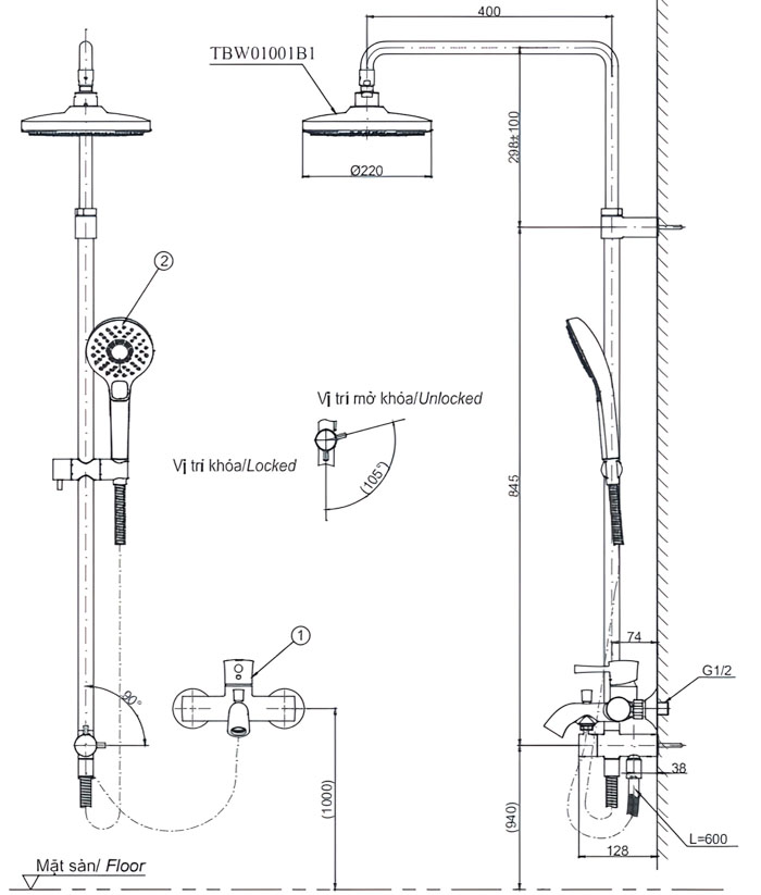 Sen Cây Nóng Lạnh TOTO TBG01302VA/DGH108ZR/TBW01001BA