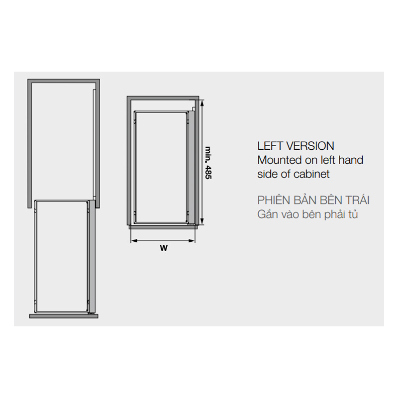 Giá gia vị Kessebohmer Hafele 400mm màu đen mở trái 545.53.969