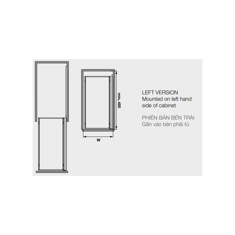 Giá gia vị Kessebohmer Hafele 300mm màu đen mở trái 545.53.965