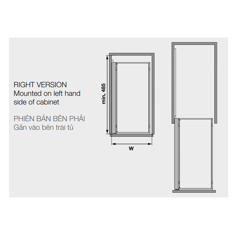 Giá gia vị Kessebohmer Hafele 250mm màu đen mở trái 545.53.961