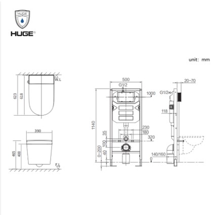 BỒN CẦU THÔNG MINH TREO TƯỜNG H-BTS236N