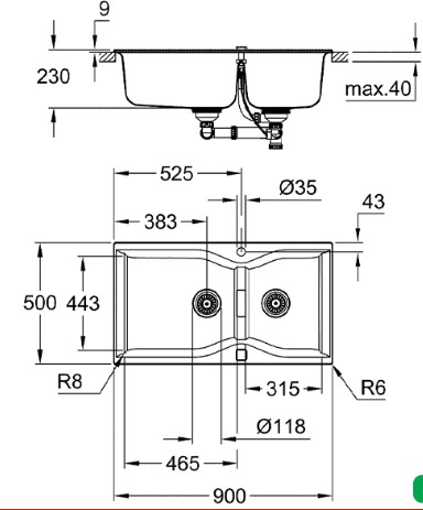 Chậu Rửa Bát 2 Hố Nhập Khẩu Đức Grohe 31658AP0