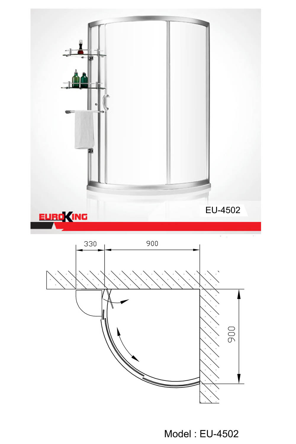 Phòng tắm vách kính Euroking EU-4502