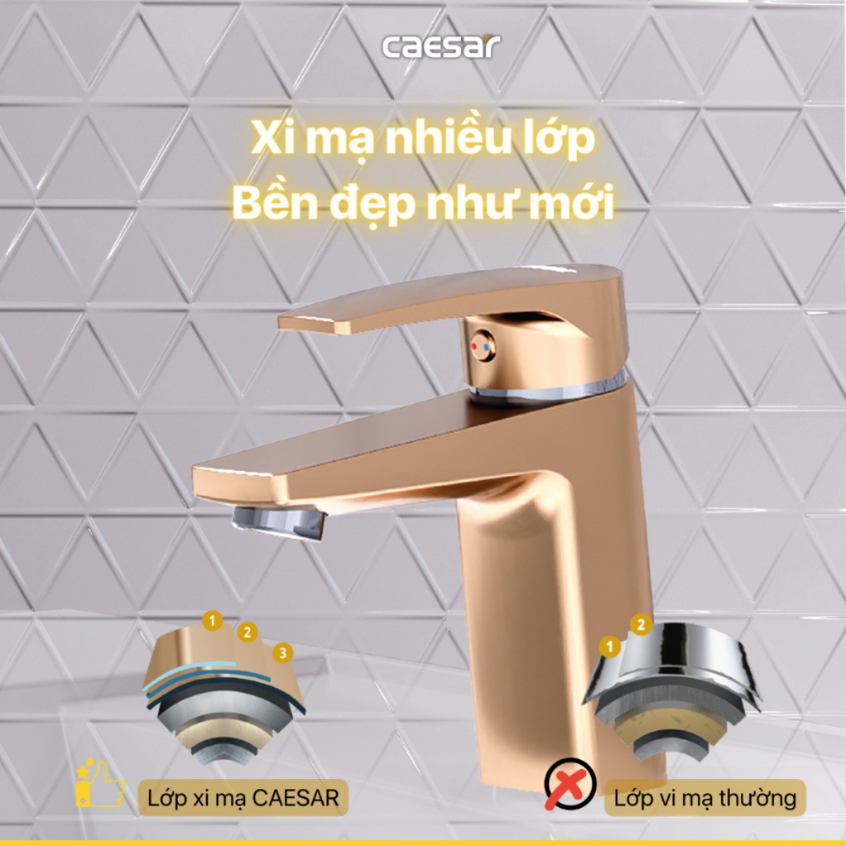 Vòi Lavabo Caesar B390CGU Nóng Lạnh