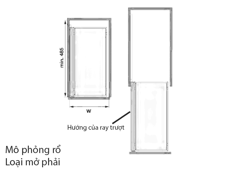 Giá gia vị Kessebohmer Hafele 300mm loại mở phải 545.53.762