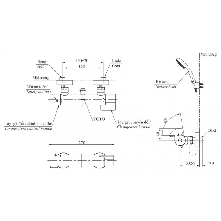 Sen Tắm Nhiệt Độ Nhật TOTO TBV03431V