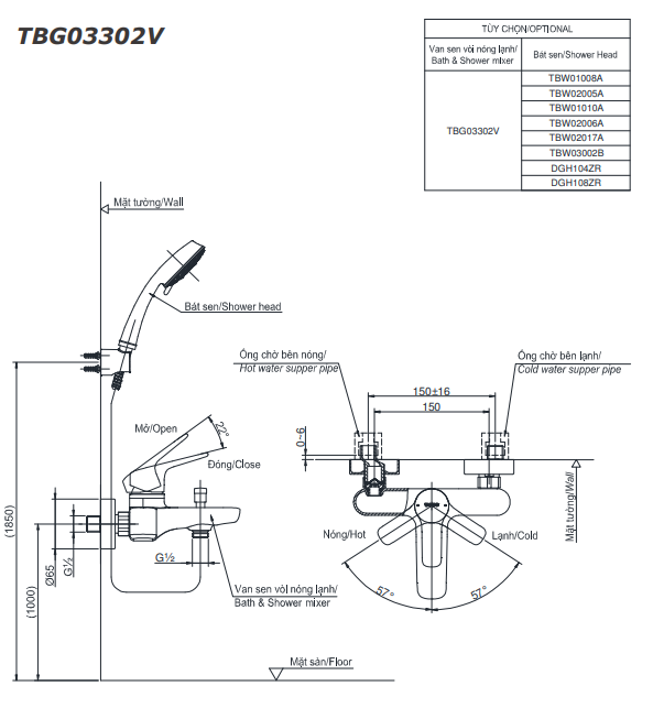 Vòi Sen TOTO TBG03302VA/DGH108ZR Tay Sen 5 Chế Độ