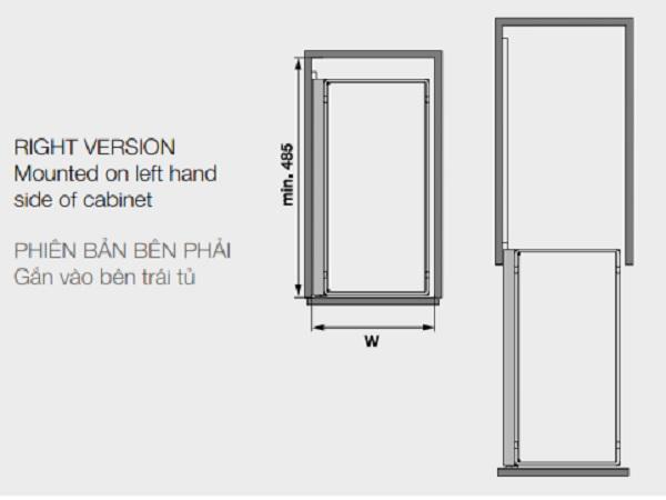 Giá gia vị Kessebohmer Hafele 250mm loại mở phải 545.53.760
