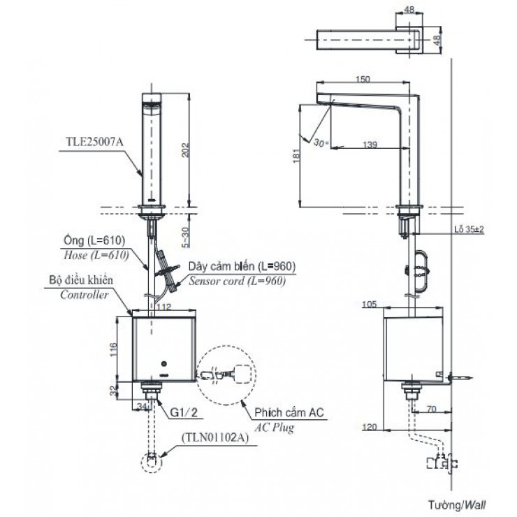 Vòi Lavabo Cảm Ứng TOTO TLE25007A Tự Động