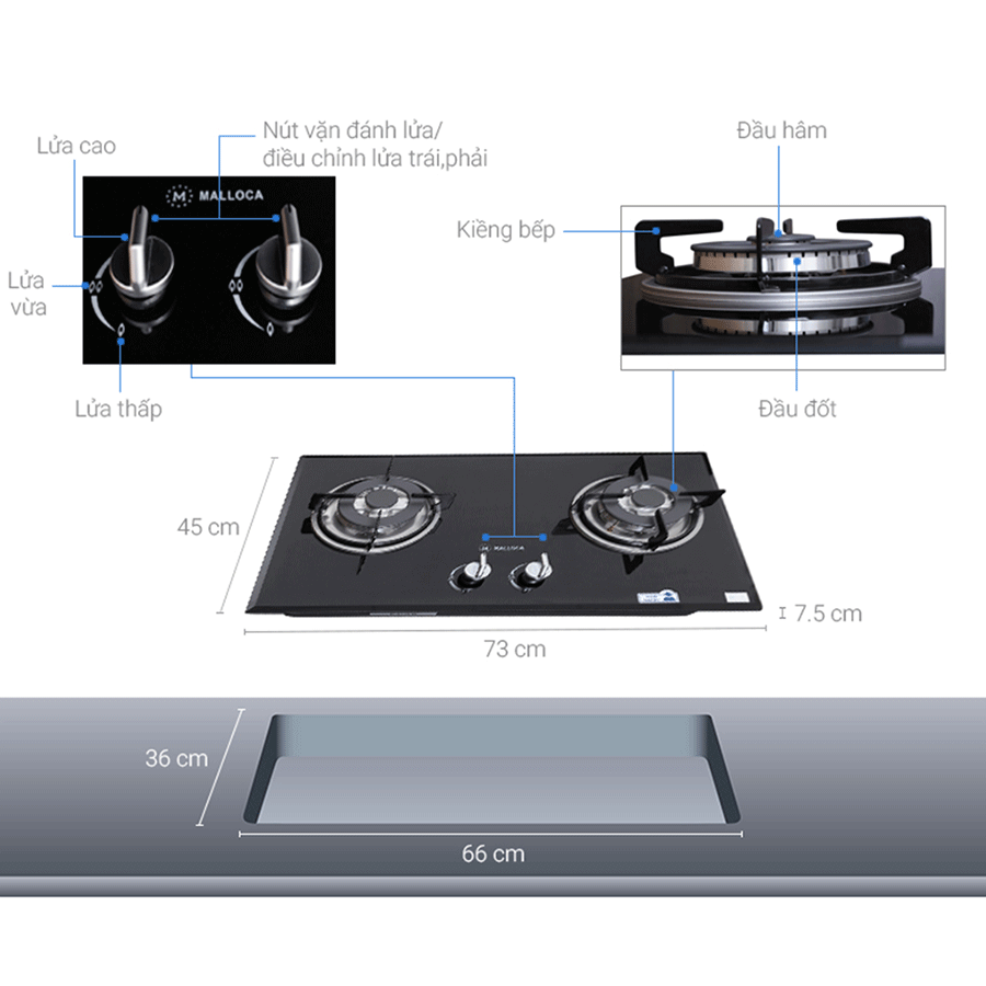 BẾP GAS MALLOCA GHG 732A NEW
