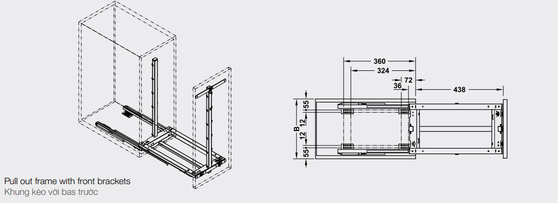 Giá gia vị Kessebohmer Hafele 300mm 545.11.762