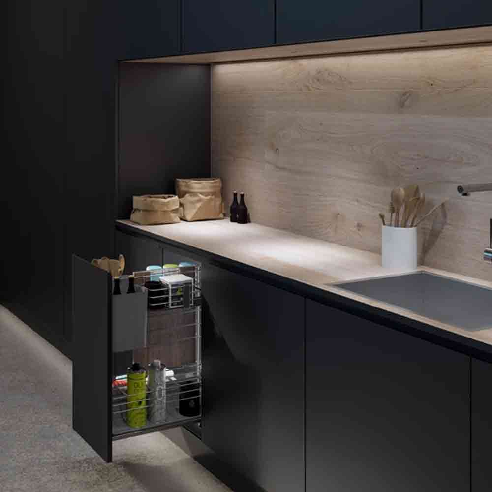 Giá dao thớt Kessebohmer Hafele 300mm màu đen 545.13.961