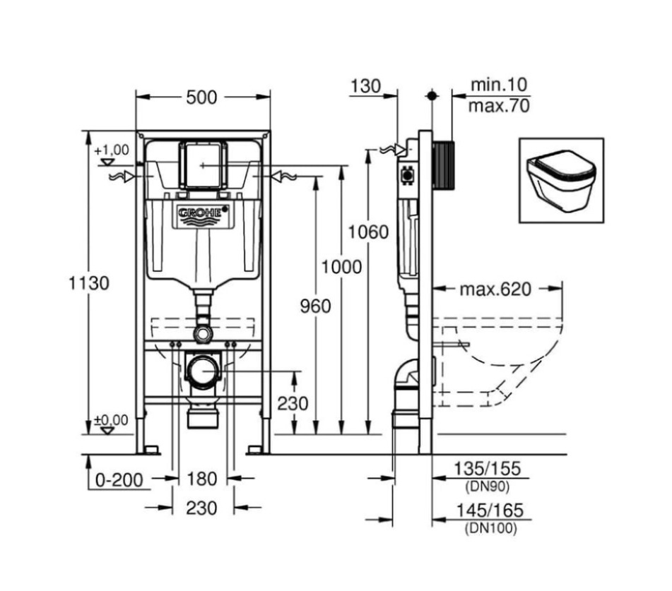 Két nước âm tường GROHE 38528001