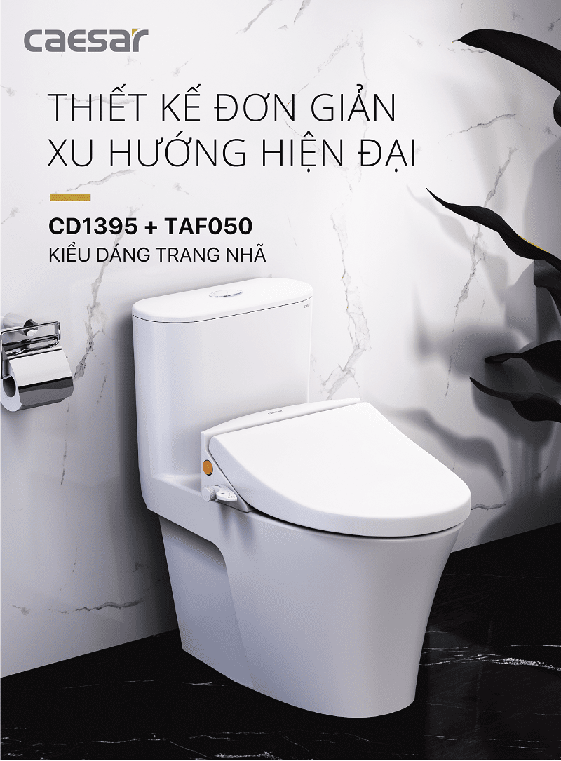 Bàn Cầu Một Khối kết hợp nắp cơ - CD1395 - TAF050