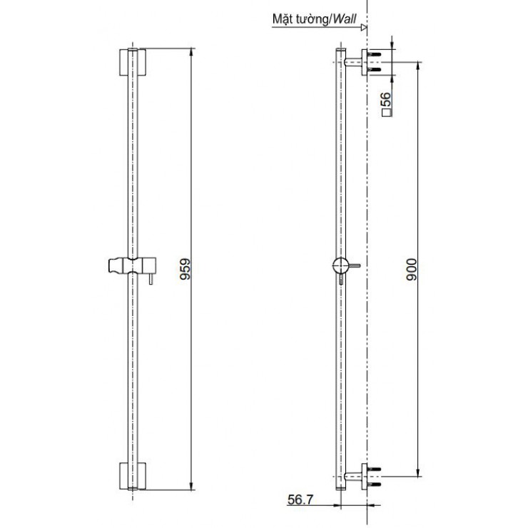 Thanh Trượt Sen Tắm TOTO TBW02011B