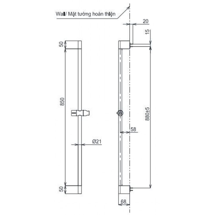 Thanh Trượt Sen Tắm TOTO TBW07018A 950mm
