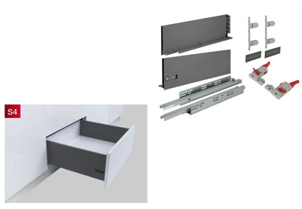 RAY HỘP HAFELE S4 CHỨC NĂNG NHẤN MỞ MÀU XÁM 552.35.355