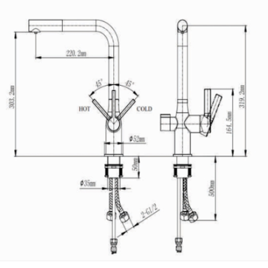 Vòi rửa bát Geler GL-282C nóng lạnh