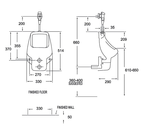 Bồn tiểu nam treo tường American 6502-WT