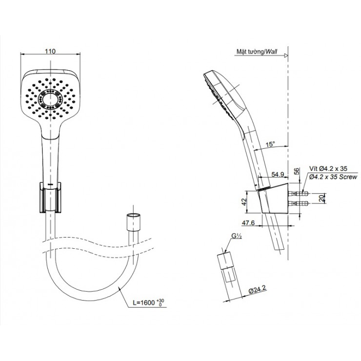 Vòi Sen Tắm TOTO TBG01302VA/TBW02005A Nóng Lạnh