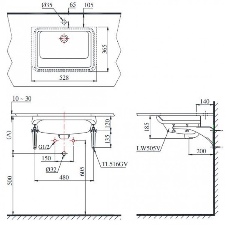 Chậu Lavabo TOTO LT505TXW Âm Bàn