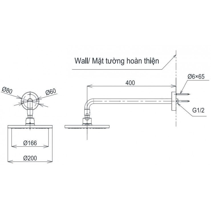 Bát sen gắn tường TOTO TBW07001A Tròn 200mm Dòng G