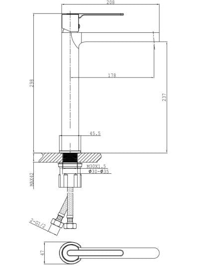 Vòi lavabo Huge Pamela Matte black H-2600AB