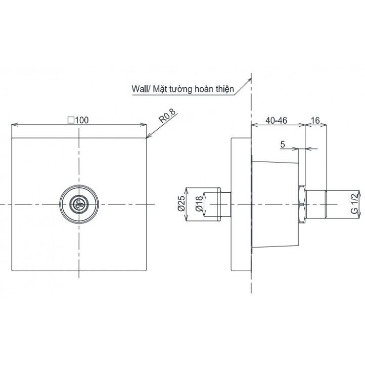 Đầu Phun Sen Âm Tường TOTO TBW08008A 1 Chế Độ