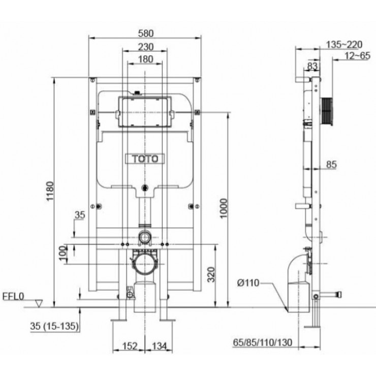 Két Nước Và Khung Âm Tường TOTO WH172AT
