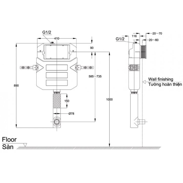 Két Nước Âm Tường TOTO WH060