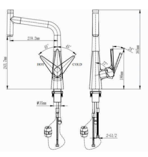 Vòi rửa bát Geler GL-289 nóng lạnh