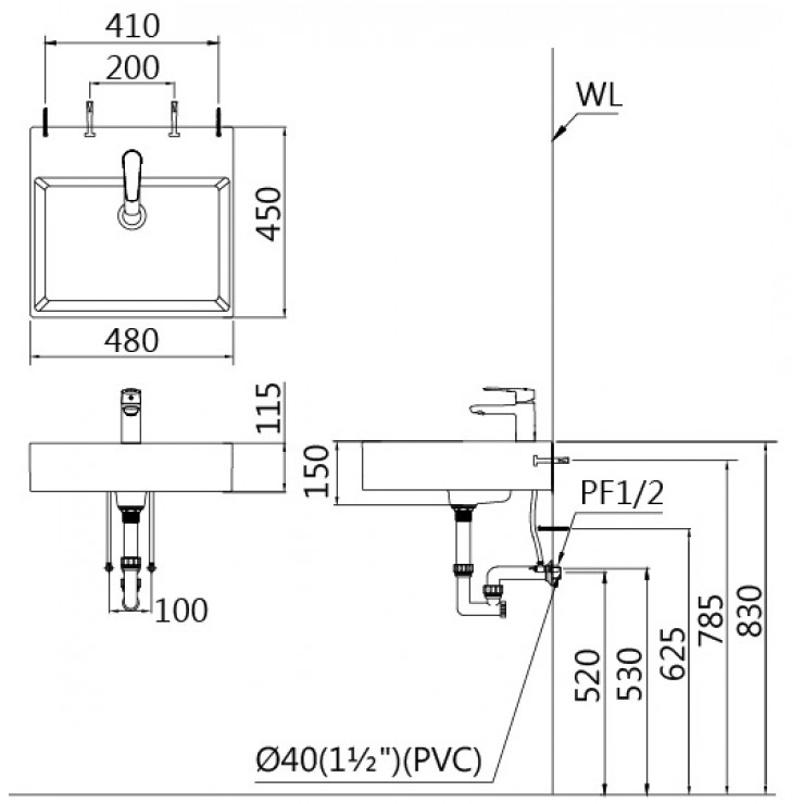 Chậu Rửa Lavabo CAESAR LF5263 Đặt Bàn Chữ Nhật