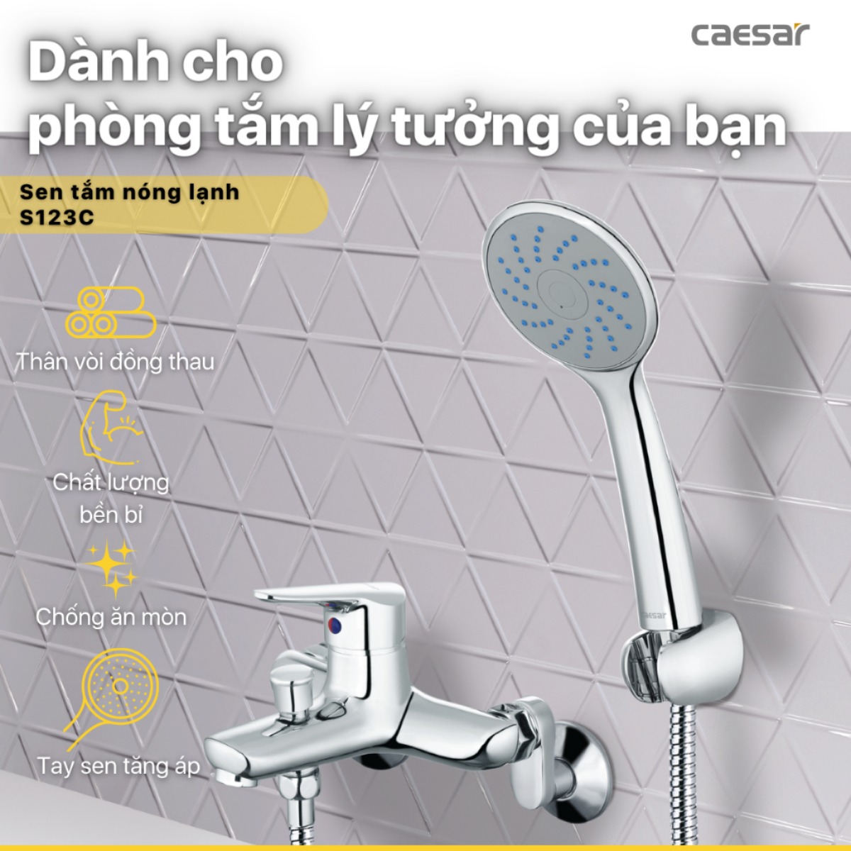 Vòi hoa sen tắm Caesar S123C