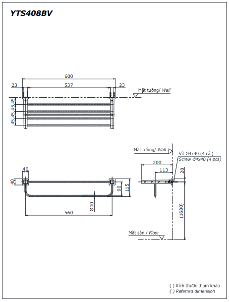 Thanh vắt khăn giàn TOTO YTS408BV
